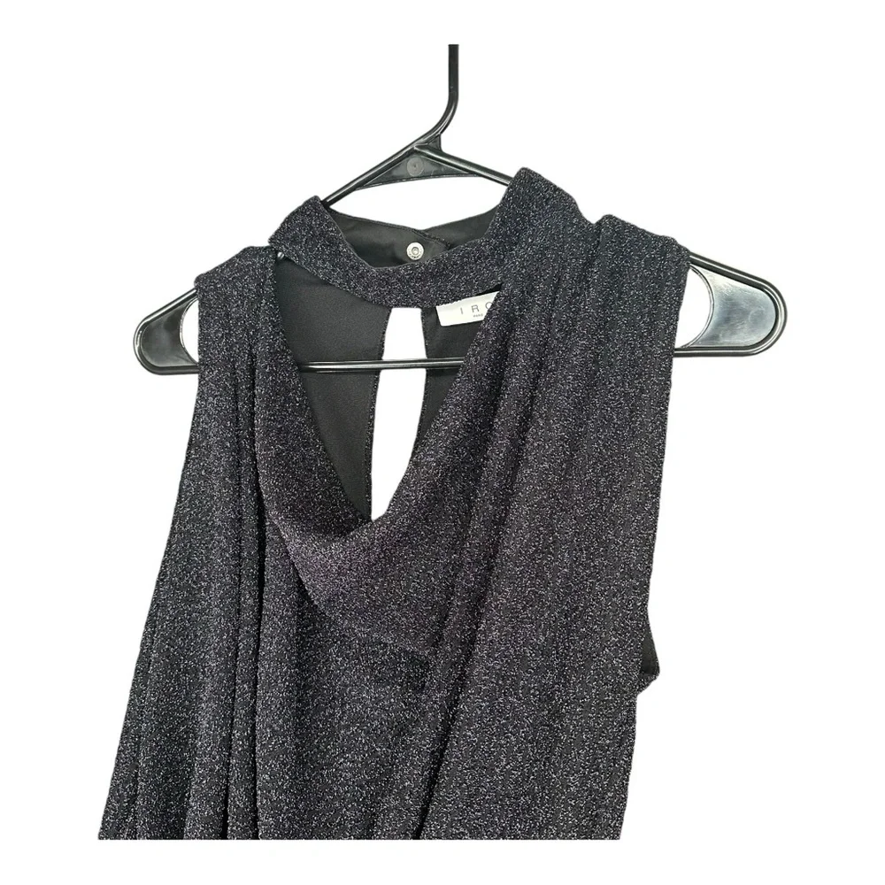 IRO Paris 36 Black Foa Sparkly Cutout Blouse High Neck Party Cocktail Sexy - Picture 11 of 15